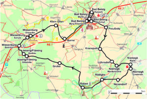 Route der Aktion "48 Stunden Fläming" Busrundtouren